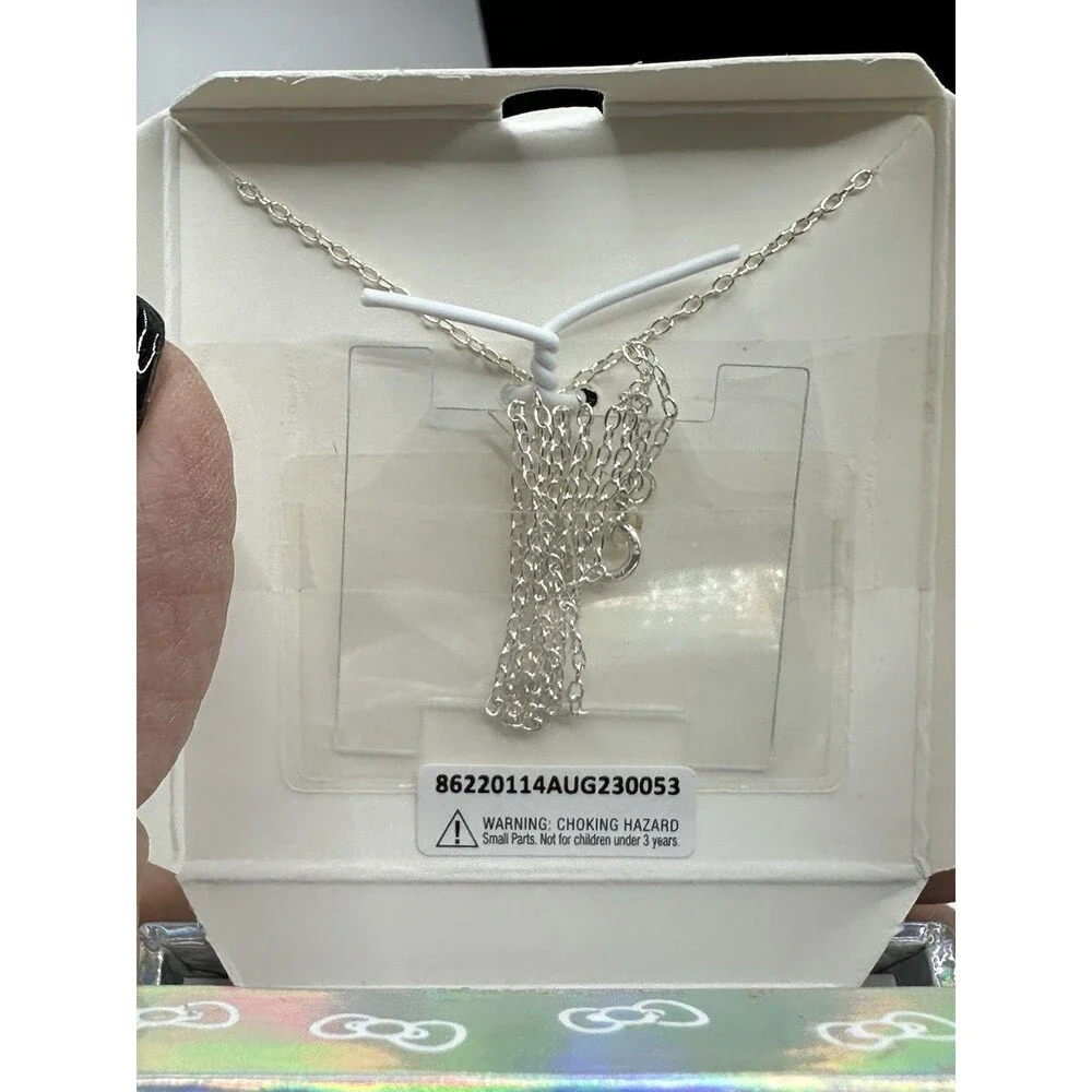 Hello Kitty Sterling Silver Crystals Pink Bow Necklace New In Gift Box Sanrio